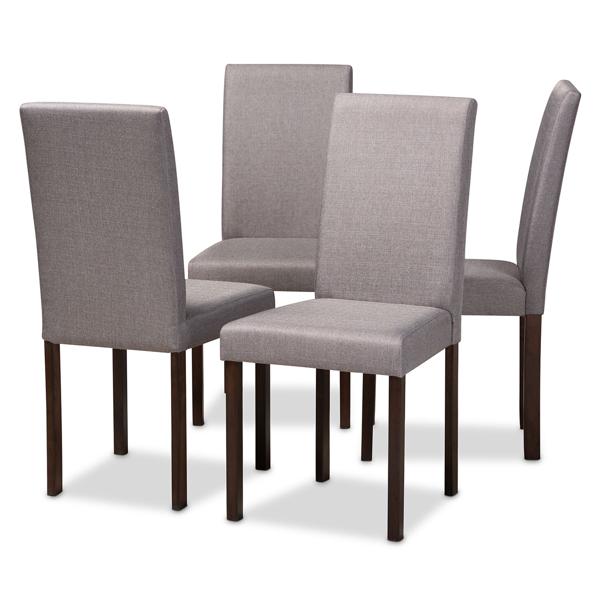 set of 4 grey fabric dining chairs