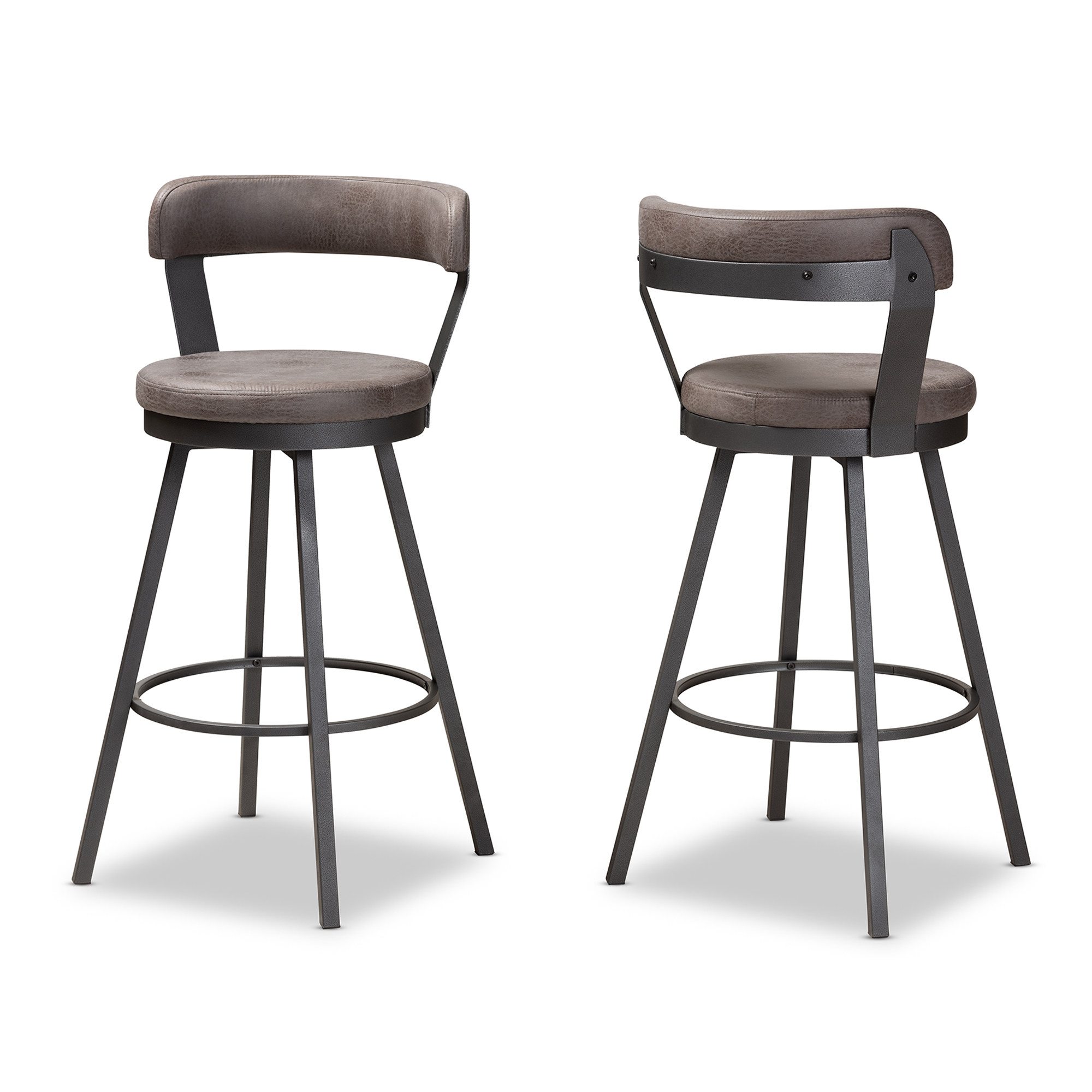 grey leather swivel bar stools