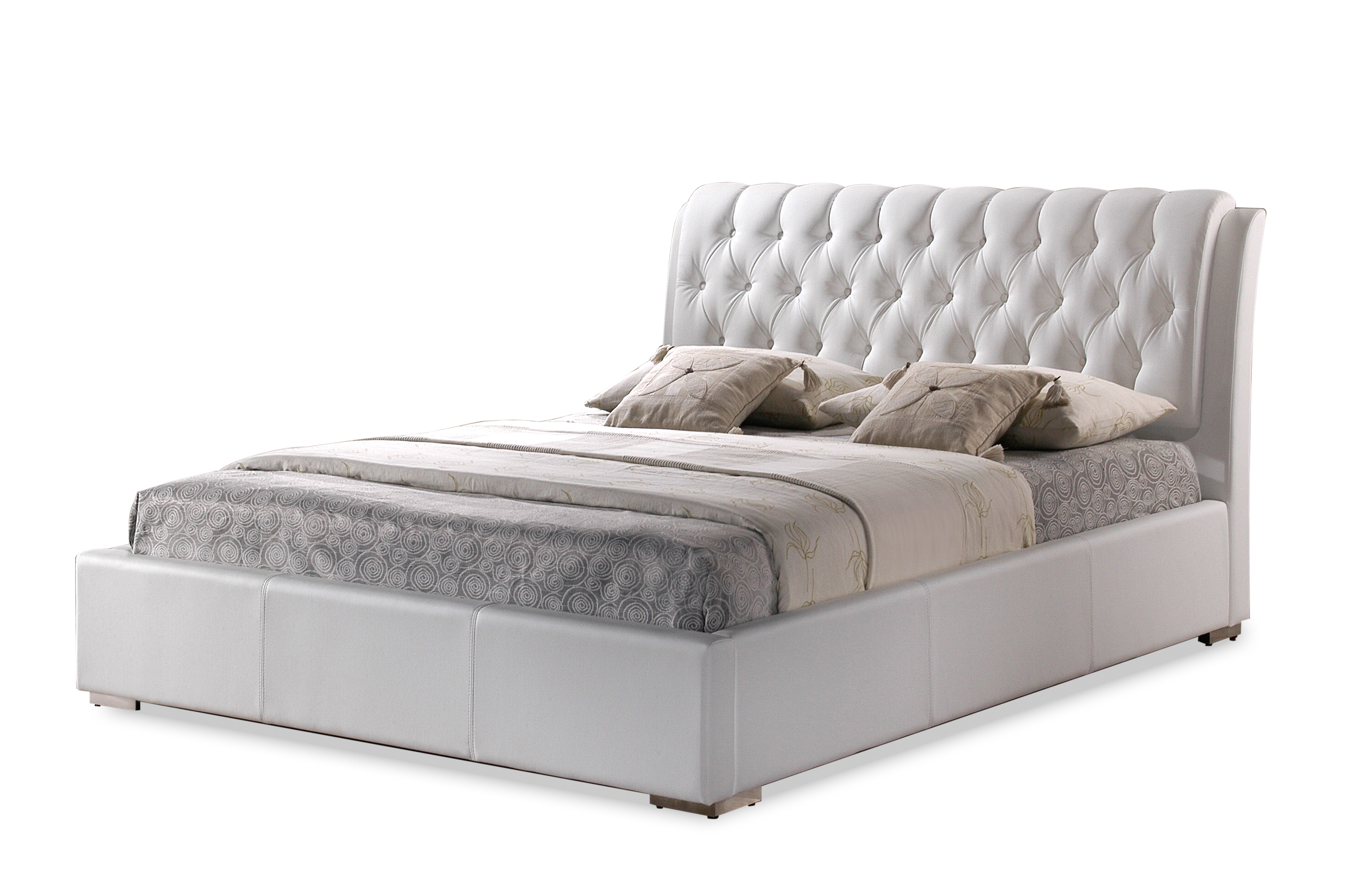 Baxton Studio Bianca White Modern Bed With Tufted Headboard - Full Size ...