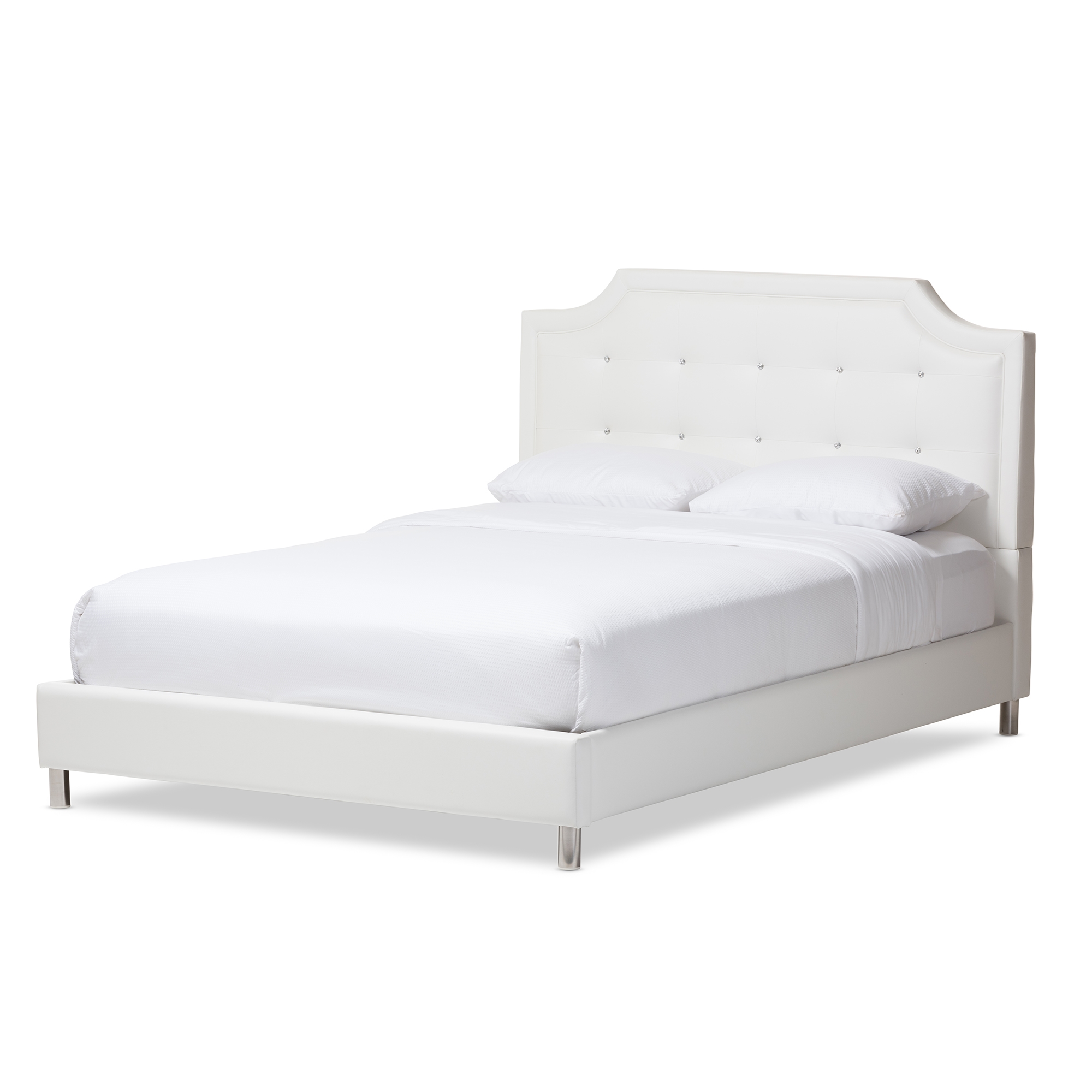 Carlotta White Modern Bed with Upholstered Headboard King Size