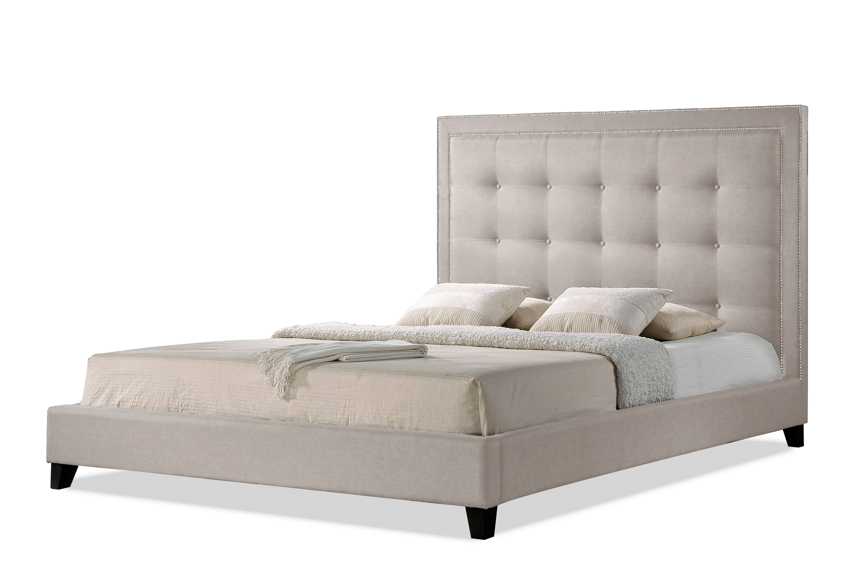 Baxton Studio Hirst Light Beige Platform Bed King Size Affordable