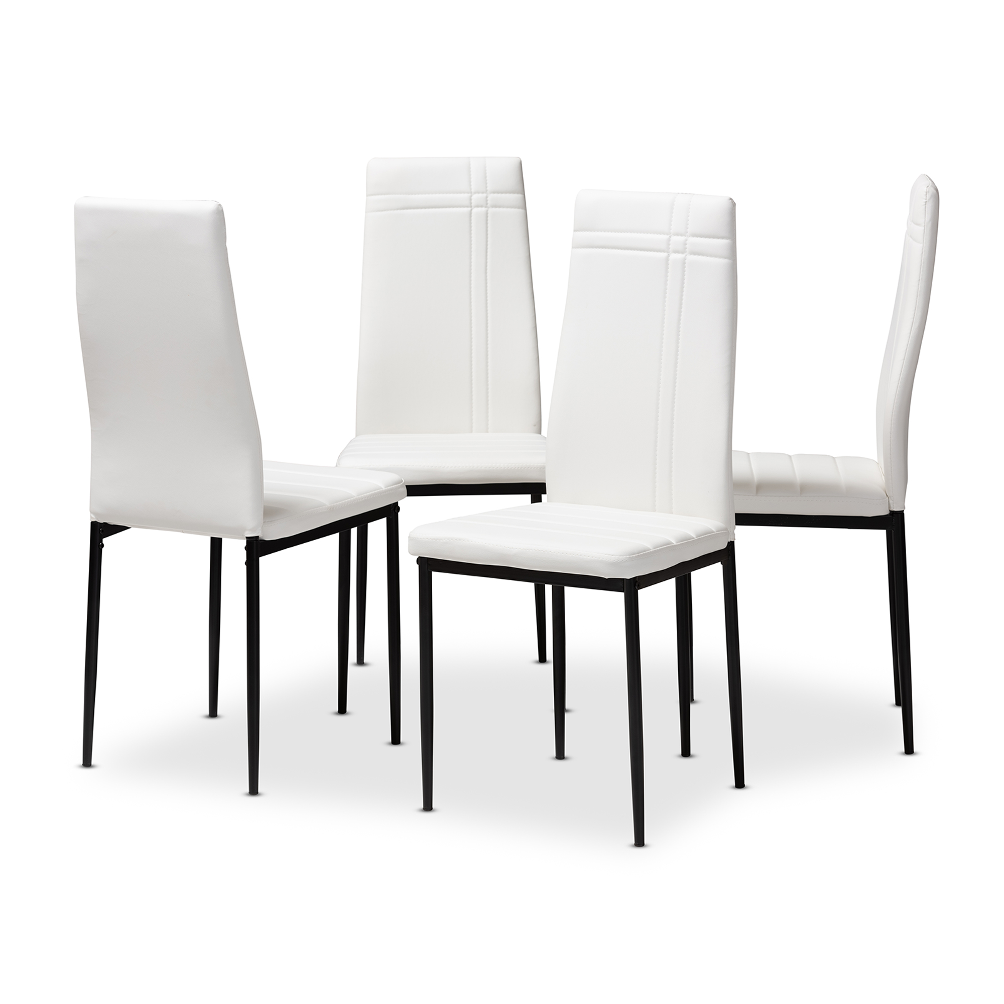 white faux dining chairs