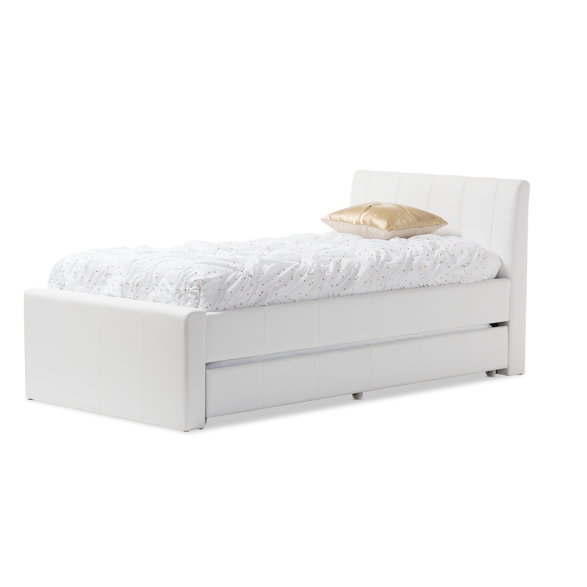 white leather twin bed