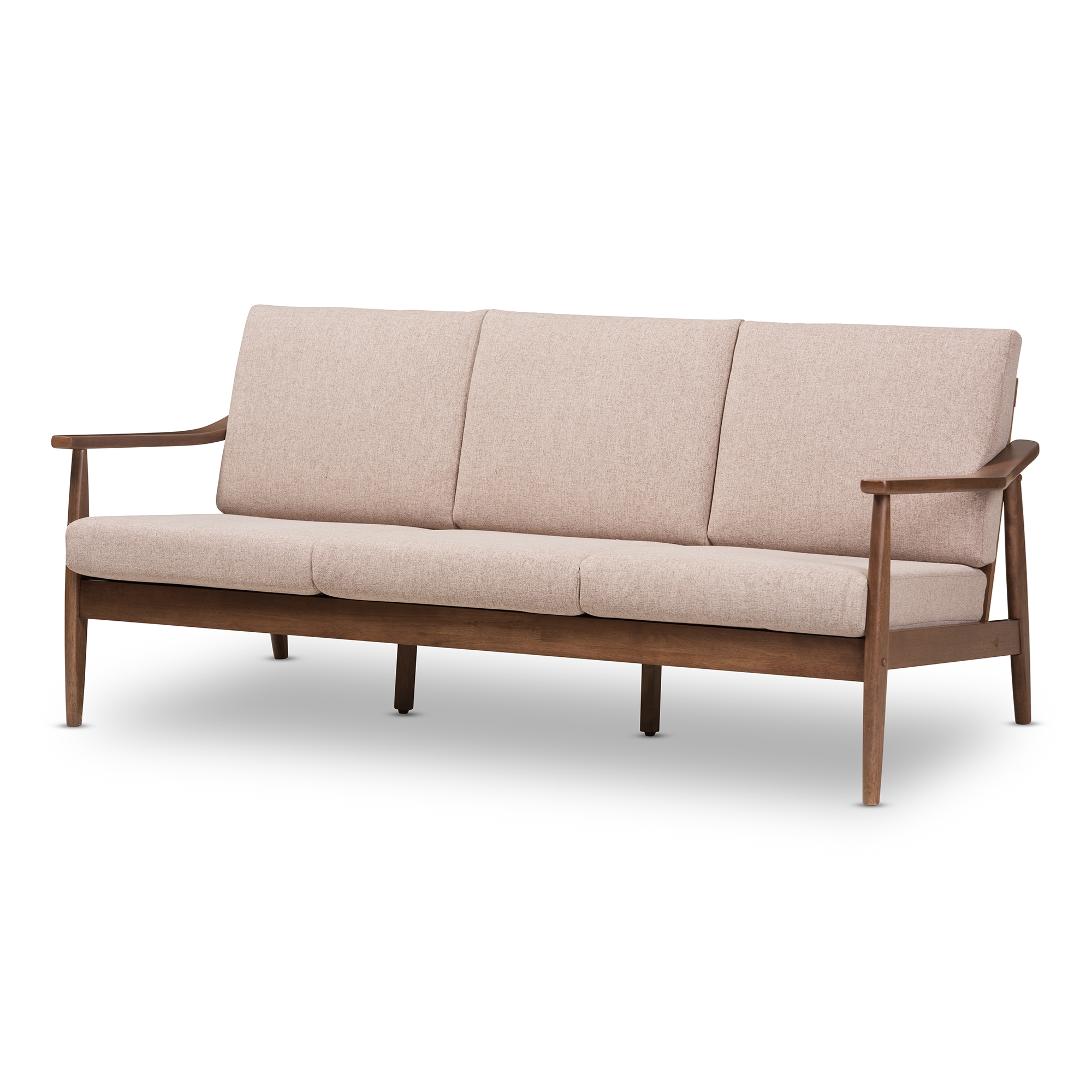 brown fabric 3 seater sofa