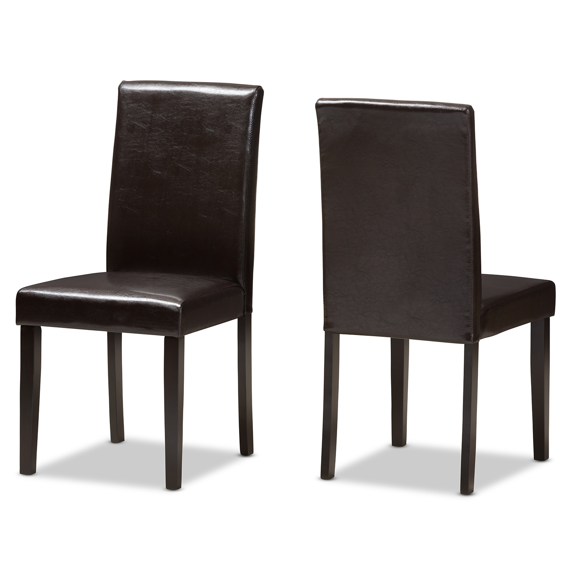 dark brown faux leather dining chairs