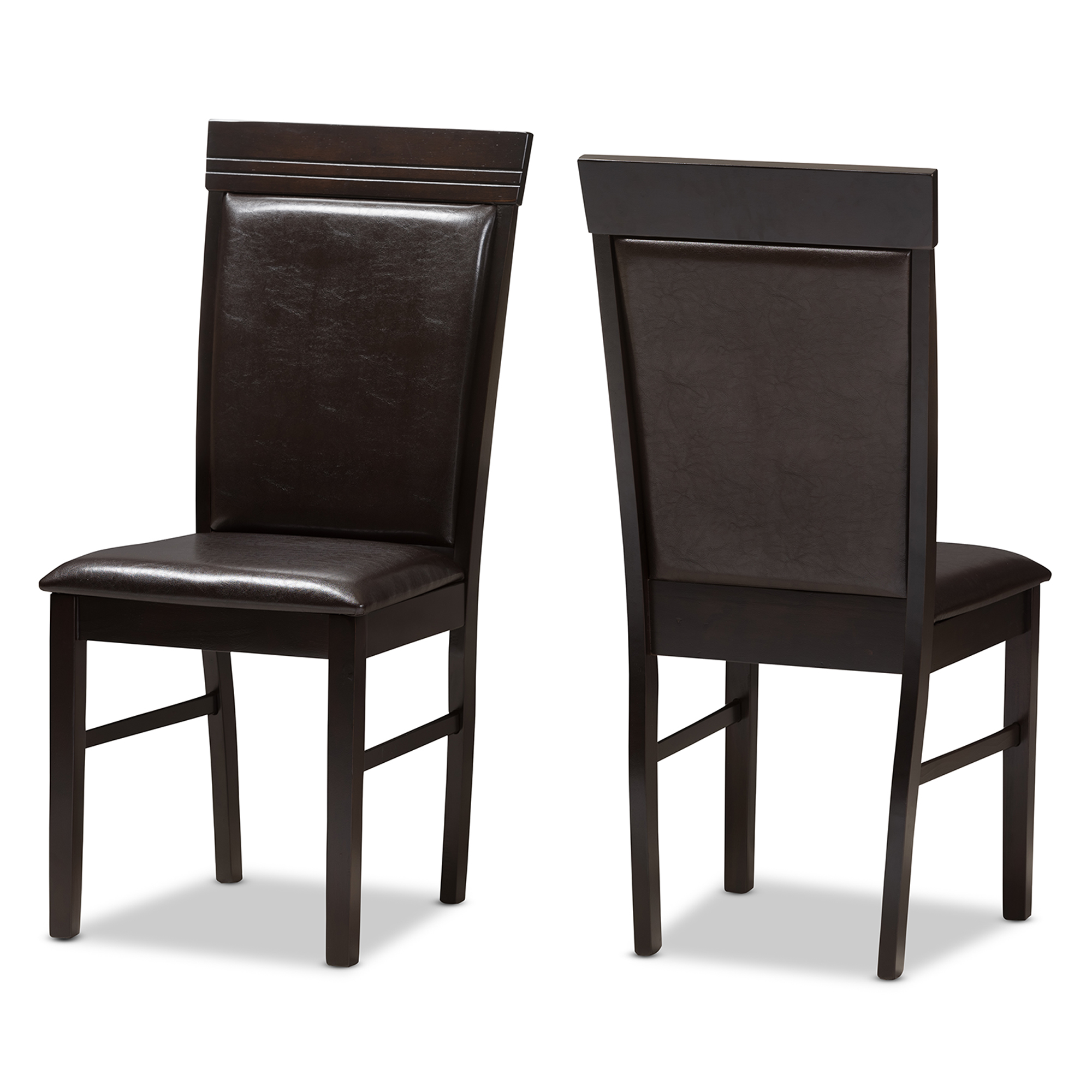 dark brown faux leather dining chairs