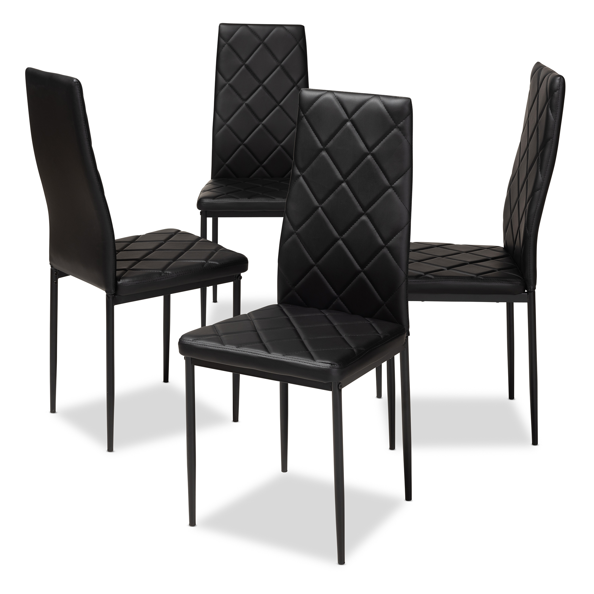 4 black leather dining chairs