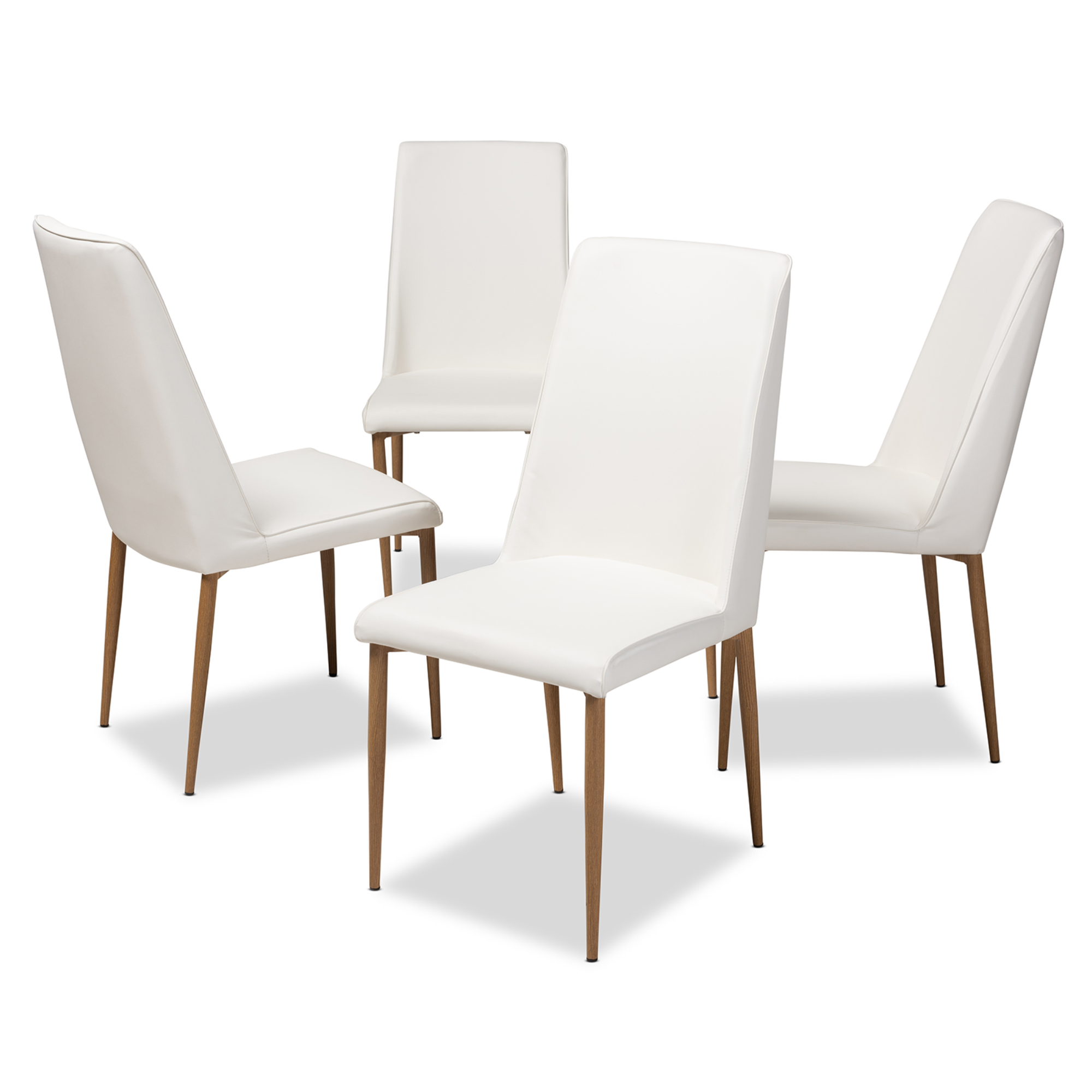 white upholstered dining room chairs