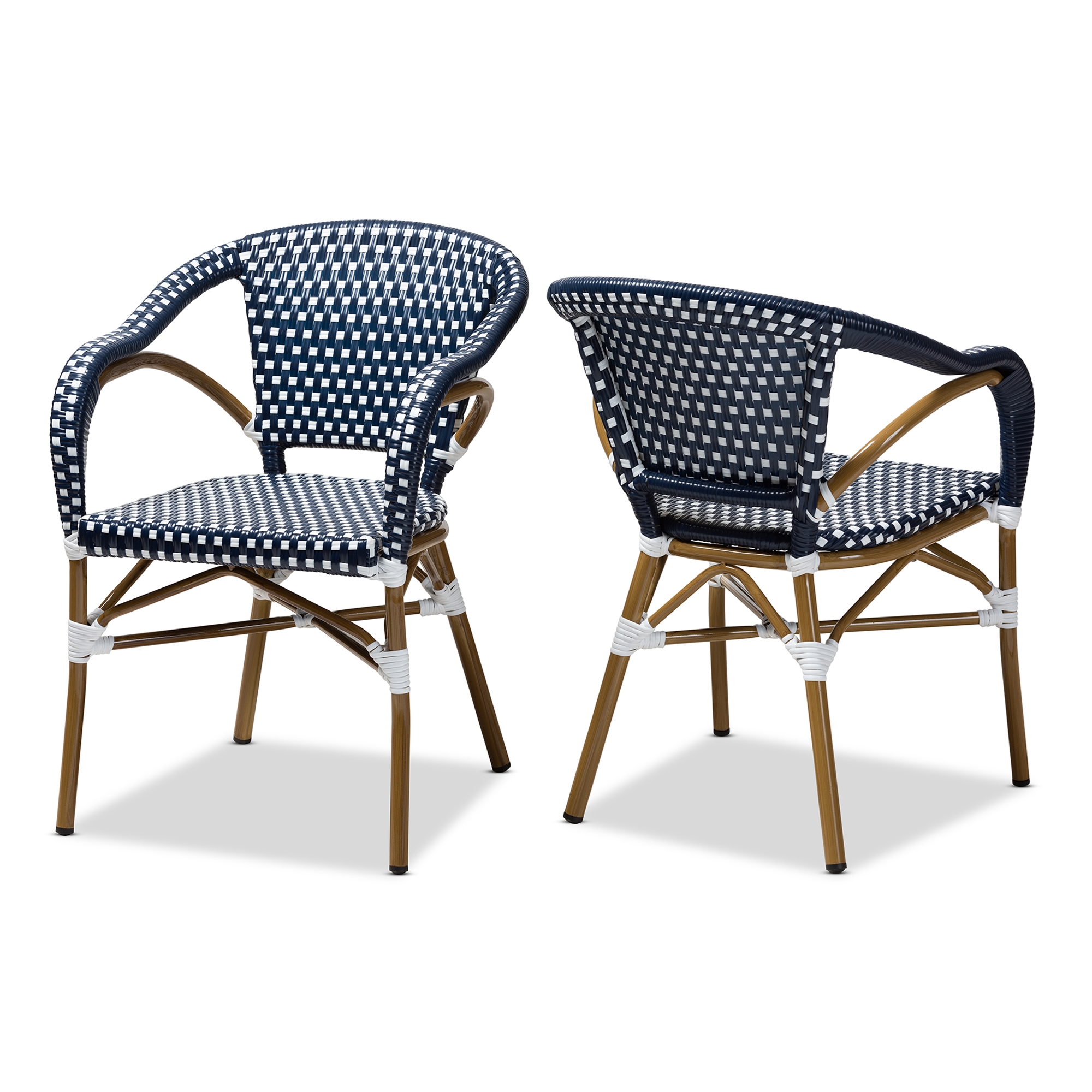 navy and white bistro chairs