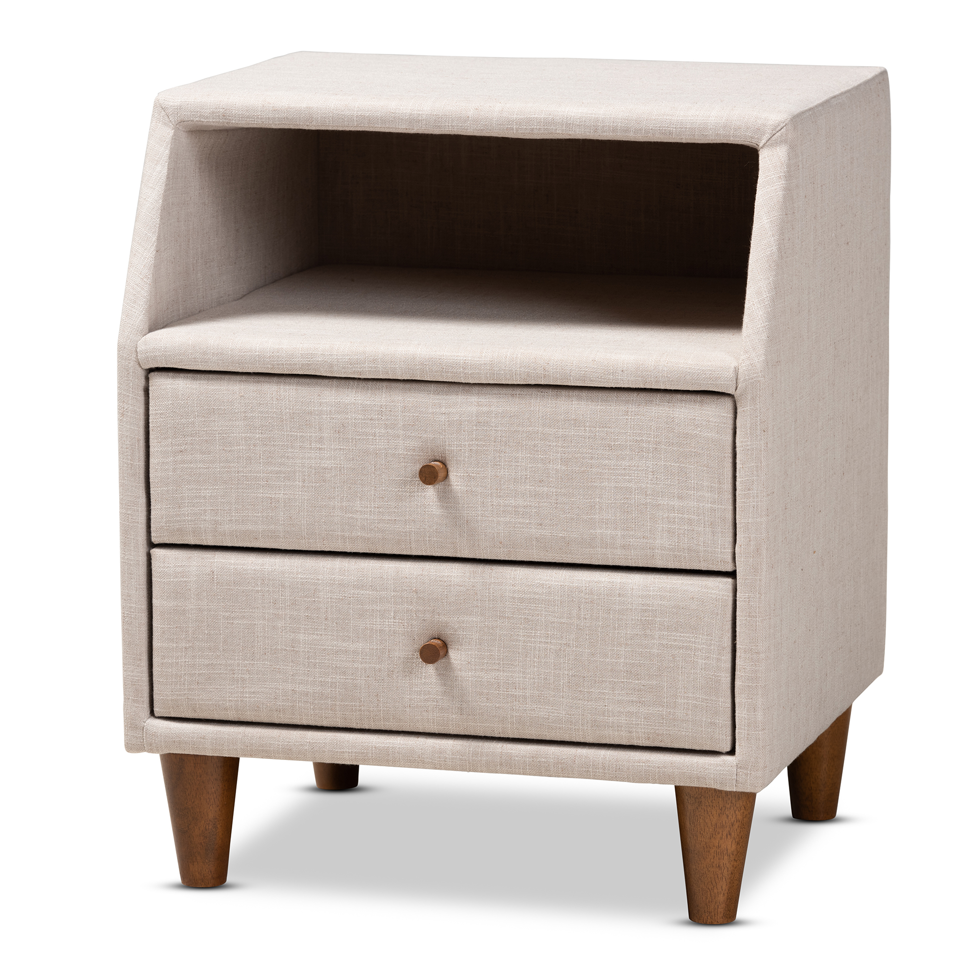 beige wood nightstand