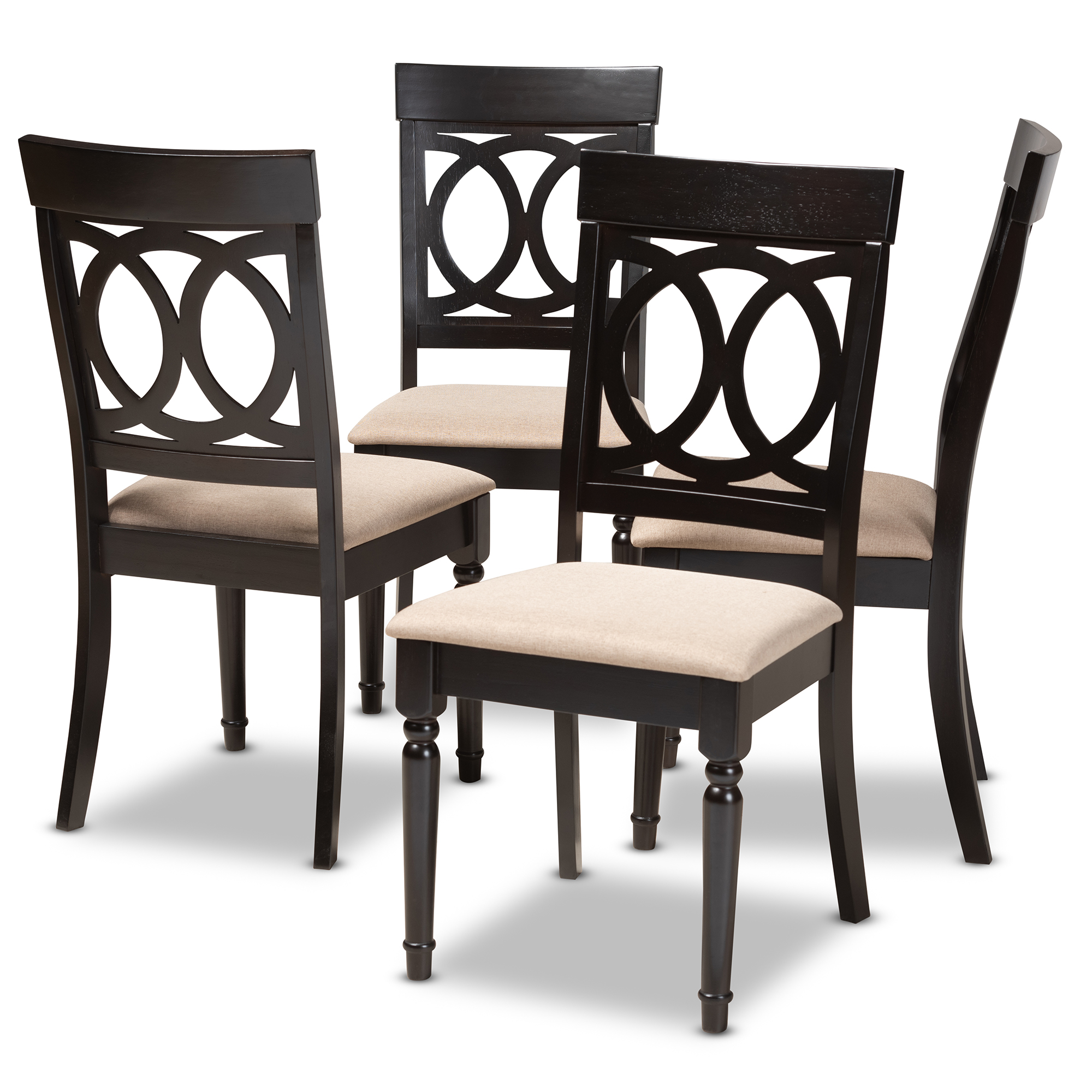 dark wood fabric dining chairs