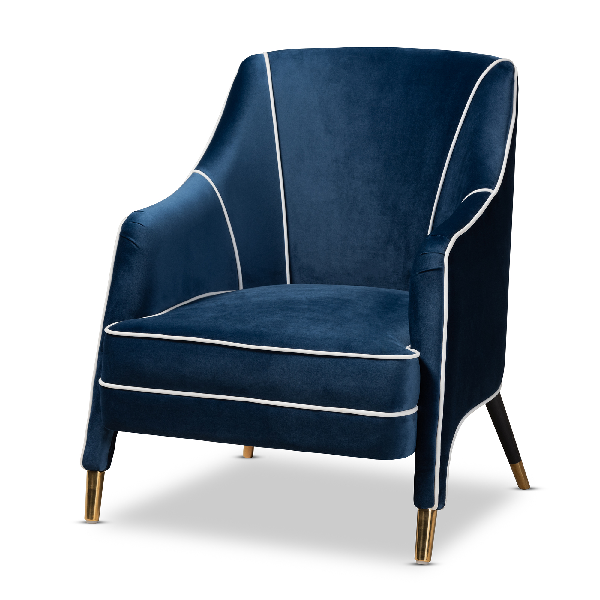 navy fabric armchair