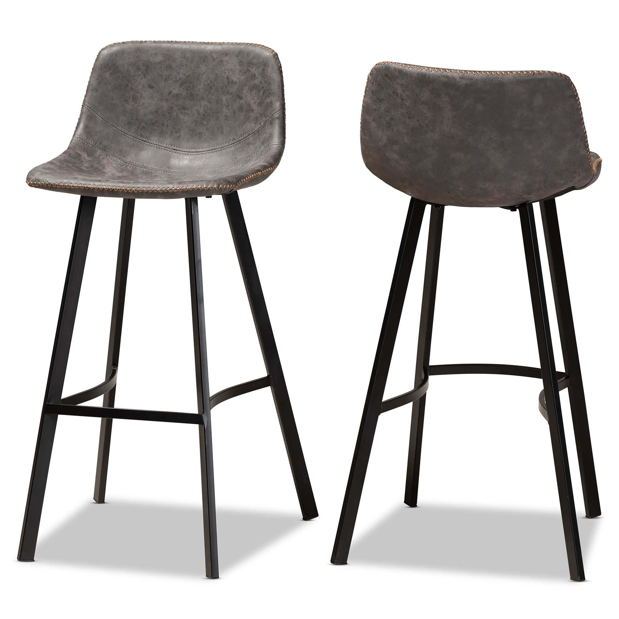 leather bar stools grey