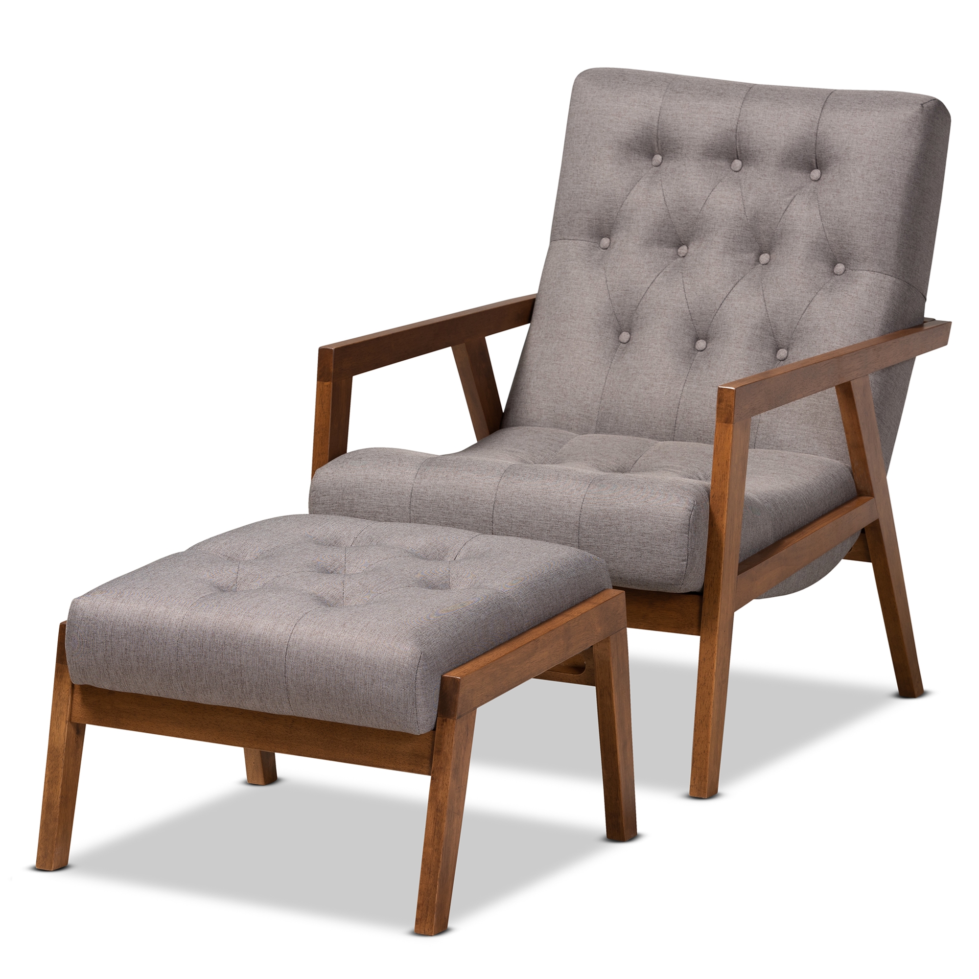 wooden armchair with footstool