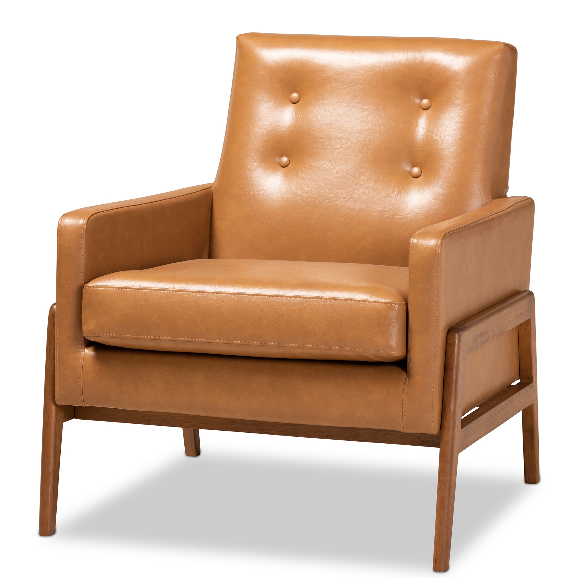 brown leather modern armchair