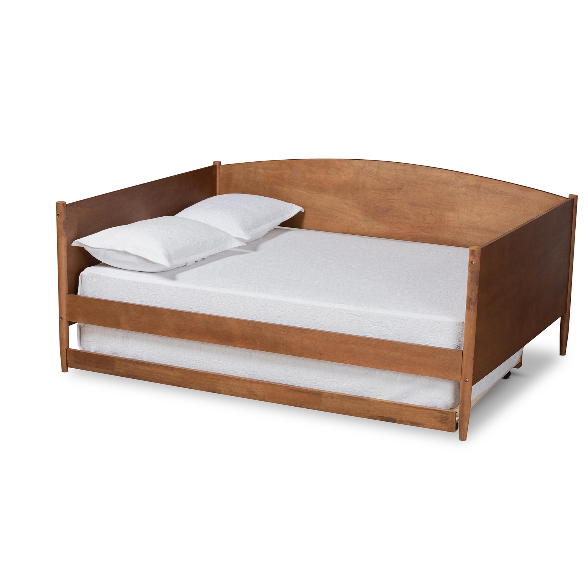 wood full trundle bed