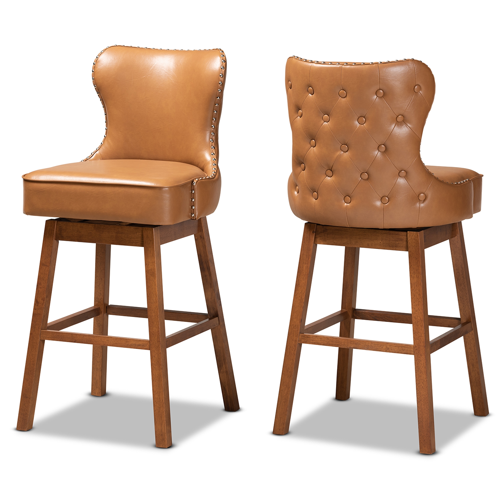 tan faux leather bar stools