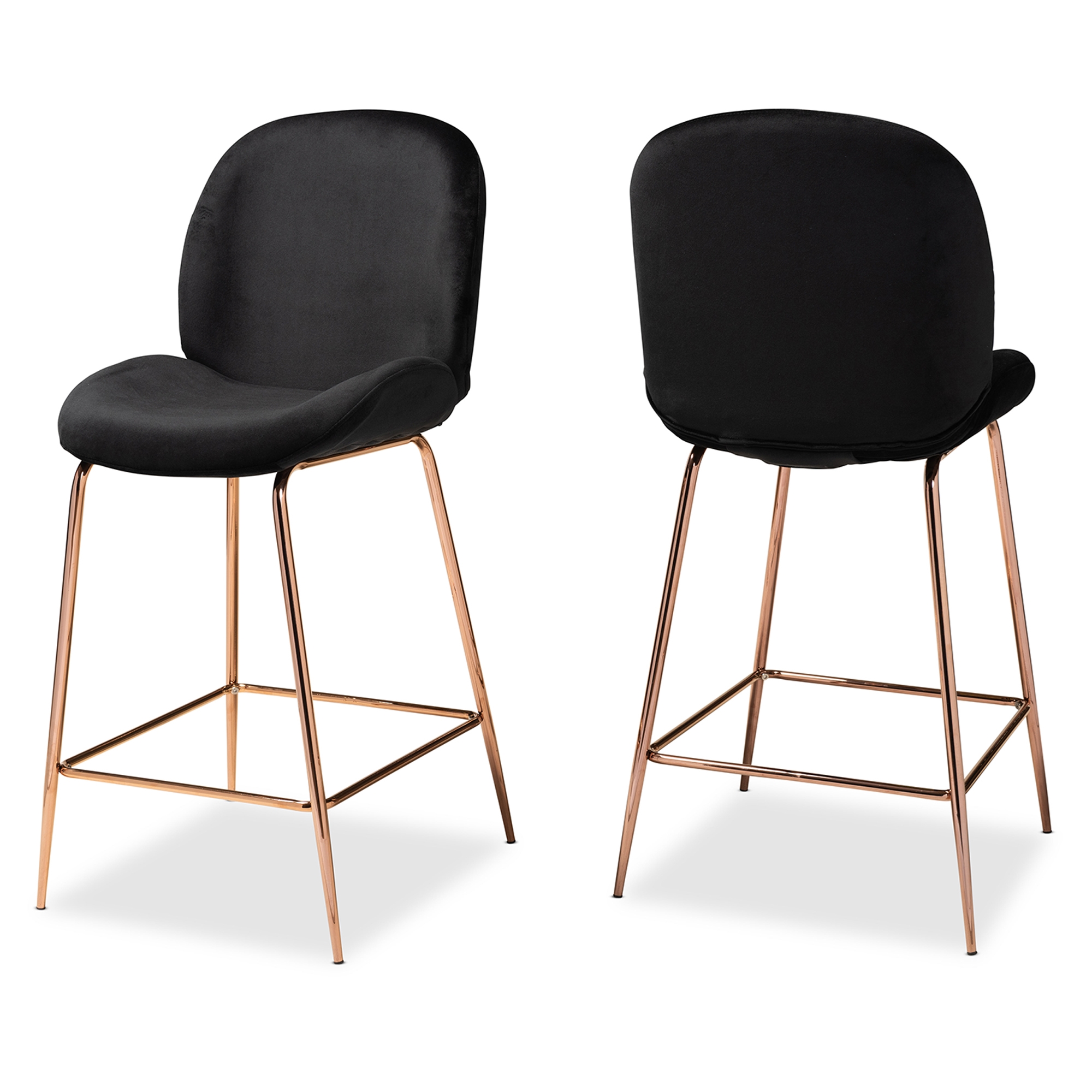 black fabric counter stools