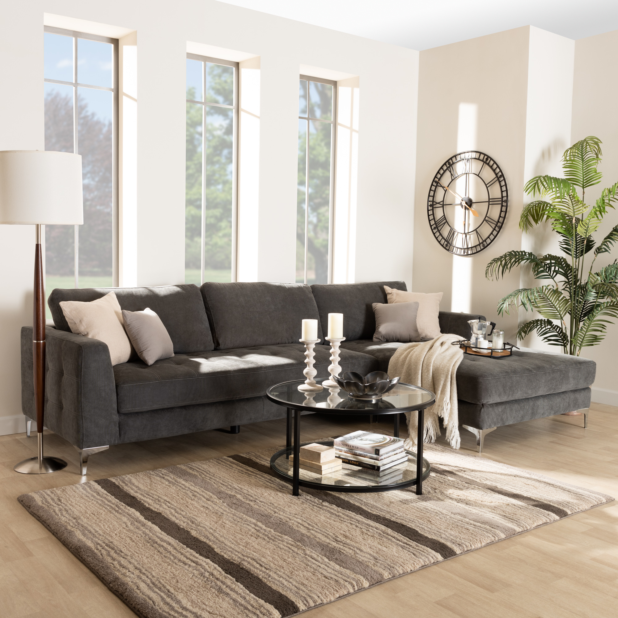 Contemporary deals grey couch