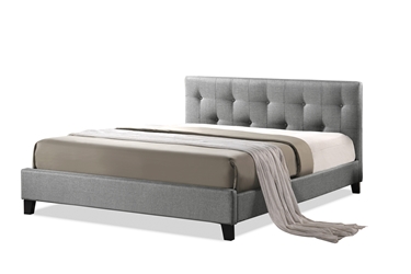 Baxton Studio Annette Gray Linen Modern Bed with Upholstered Headboard - Queen Size Annette Gray Linen Modern Bed with Upholstered Headboard - Queen Size, BSBBT6140A2-Queen-Grey DE800, Baxton Studio Affordable Modern Design