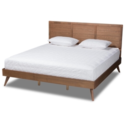 Baxton Studio Artemis Mid-Century Modern Walnut Brown Finished Wood King Size Platform Bed Baxton Studio restaurant furniture, hotel furniture, commercial furniture, wholesale bedroom furniture, wholesale king, classic king