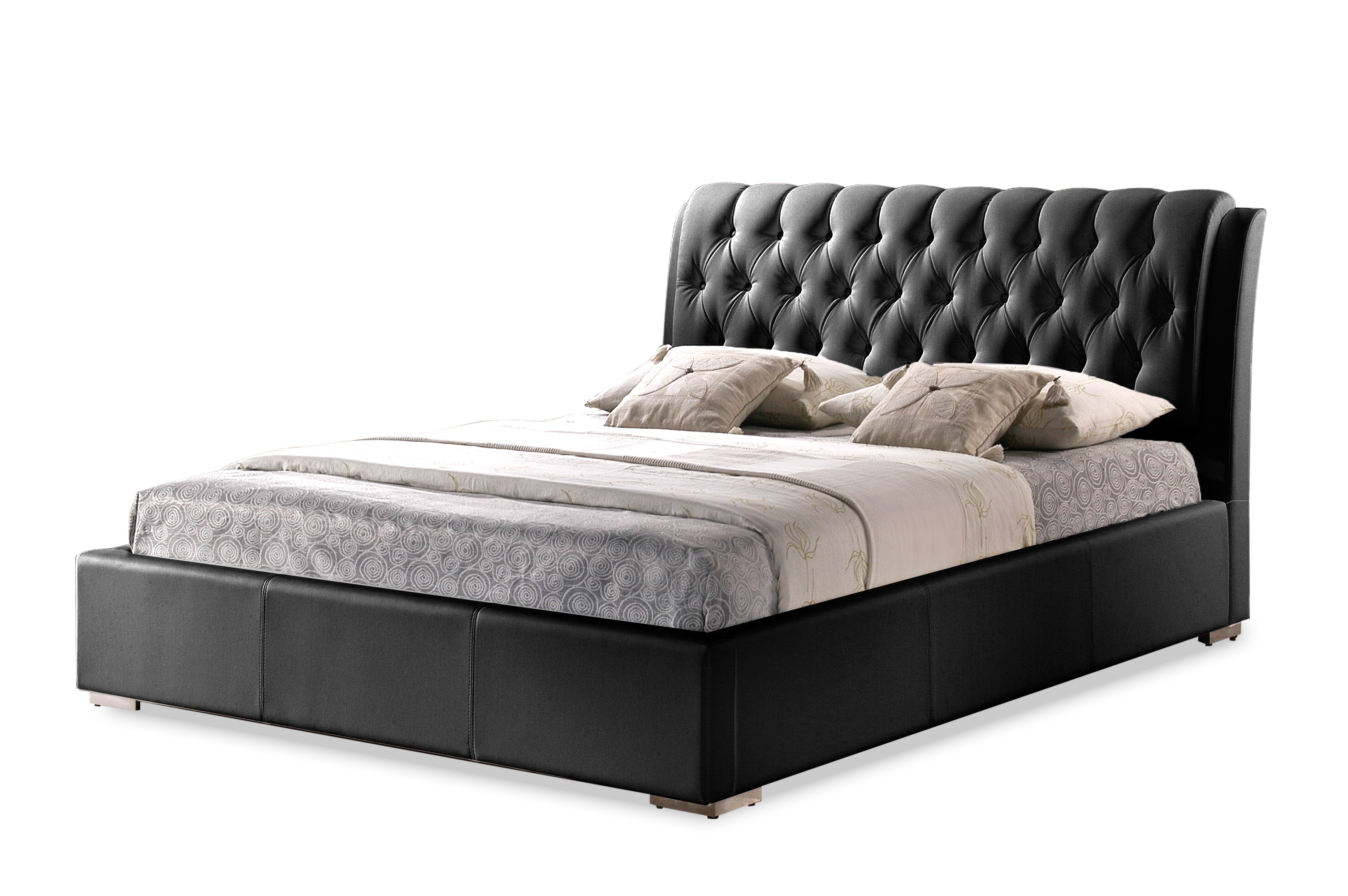 Baxton Studio Bianca Black Modern Bed with Tufted Headboard