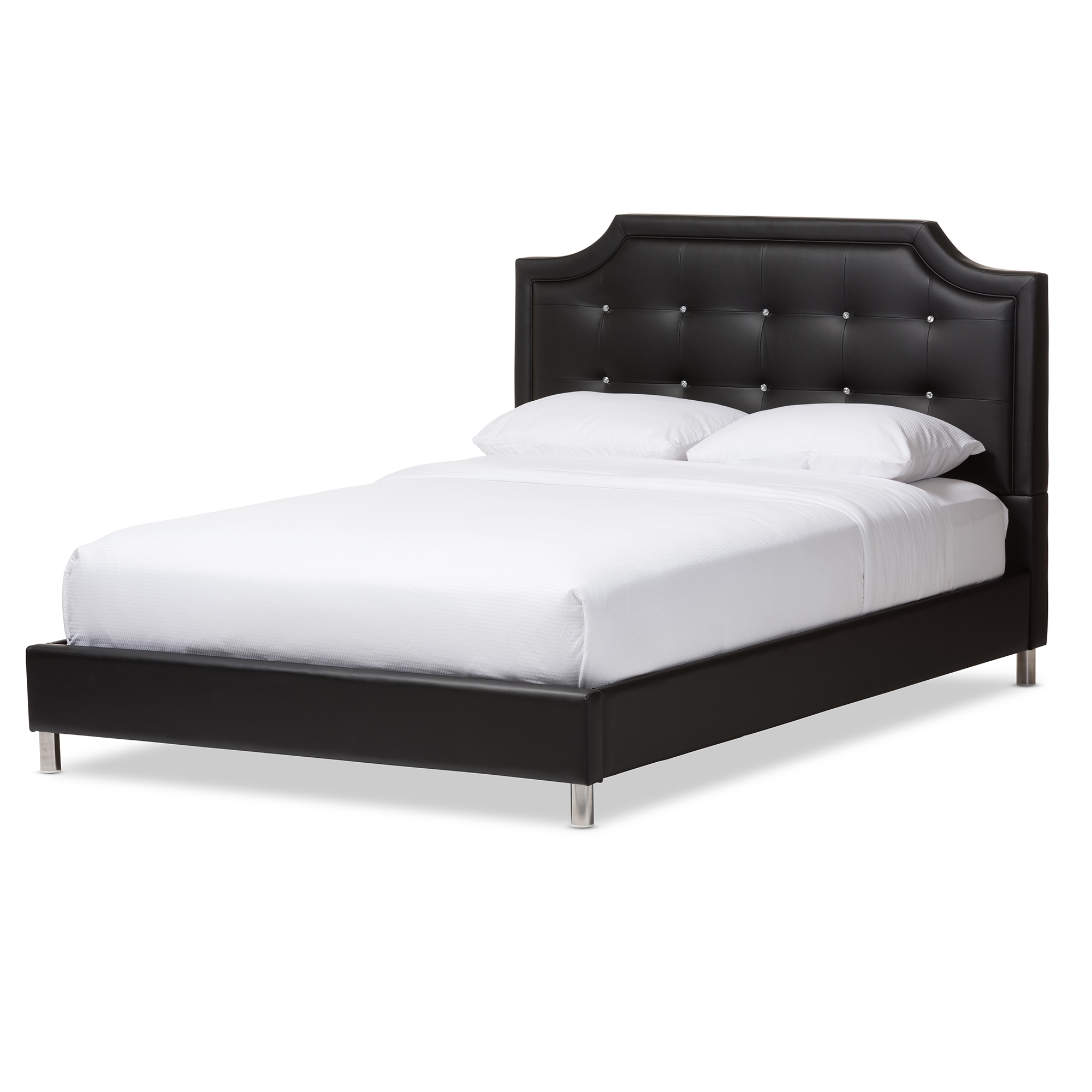 Baxton studio stella crystal tufted deals white modern bed with upholstered