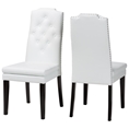 Baxton Studio Dylin Modern and Contemporary White Faux Leather Button-Tufted Nail heads Trim Dining Chair Baxton Studio restaurant furniture, hotel furniture, commercial furniture, wholesale dining room furniture, wholesale dining chairs, classic dining chairs