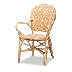 bali & pari Genna Modern Bohemian Natural Brown Finished Rattan Dining Chair Baxton Studio restaurant furniture, hotel furniture, commercial furniture, wholesale dining room furniture, wholesale dining chairs, classic dining chairs