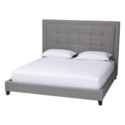 Baxton Studio Hirst  Gray Platform Bed King Size Platform Bed, Budget Sale 