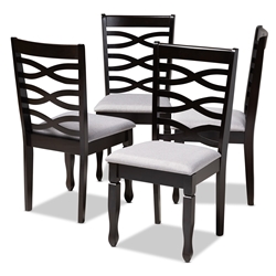 Baxton Studio Lanier Modern and Contemporary Gray Fabric Upholstered Espresso Brown Finished Wood Dining Chair Set of 4 Baxton Studio restaurant furniture, hotel furniture, commercial furniture, wholesale dining room furniture, wholesale dining chairs, classic dining chairs