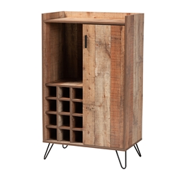 Baxton Studio Mathis Modern and Contemporary Rustic Brown Finished Wood and Black Metal Wine Storage Cabinet Baxton Studio Mathis Modern and Contemporary Rustic Brown Finished Wood and Rose Gold Finished Metal Wine Storage Cabinet