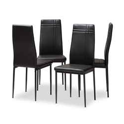 Baxton Studio Matiese Modern and Contemporary Black Faux Leather Upholstered Dining Chair (Set of 4)