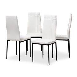 Baxton Studio Matiese Modern and Contemporary White Faux Leather Upholstered Dining Chair (Set of 4)