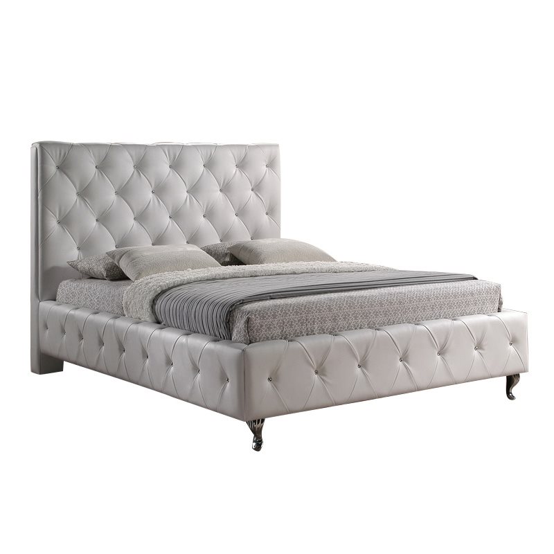 White tufted queen on sale bed frame