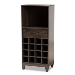 Baxton Studio Trenton Modern and Contemporary Dark Brown Finished Wood 1-Drawer Wine Storage Cabinet Baxton Studio Trenton Modern and Contemporary Dark Brown Finished Wood 1-Drawer Wine Storage Cabinet