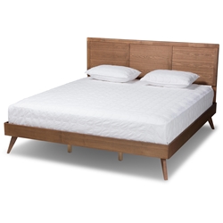 Baxton Studio Zenon Mid-Century Modern Walnut Brown Finished Wood King Size Platform Bed Baxton Studio restaurant furniture, hotel furniture, commercial furniture, wholesale bedroom furniture, wholesale king, classic king