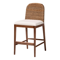 bali & pari Nadim Modern Bohemian Seagrass and Acacia Wood Counter Stool bali & pari Nadim Modern Bohemian Seagrass and Acacia Wood Counter Stool