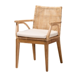 bali & pari Storsel Modern Bohemian Natural Brown Finished Teak Wood and Rattan Dining Chair Baxton Studio restaurant furniture, hotel furniture, commercial furniture, wholesale dining room furniture, wholesale dining chairs, classic dining chairs