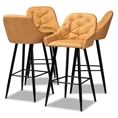 Baxton Studio Catherine Modern and Contemporary Tan Faux Leather Upholstered and Black Metal 4-Piece Bar Stool Set