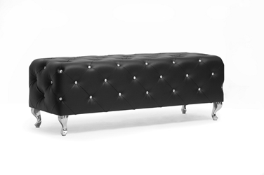 Baxton Studio Stella Crystal Tufted Black Modern Bench