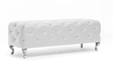 Baxton Studio Stella Crystal Tufted White Modern Bench