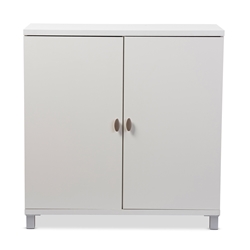 Jaela Wood 2-Door Bathroom Storage Cabinet Furniture by Baxton Studio in White