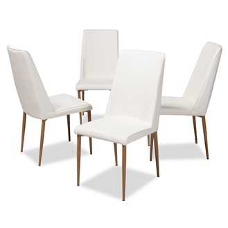 Baxton Studio Chandelle Modern and Contemporary White Faux Leather Upholstered Dining Chair (Set of 4)