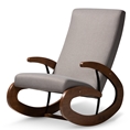 Baxton Studio Kaira Modern and Contemporary Gray Fabric Upholstered and Walnut-Finished Wood Rocking Chair