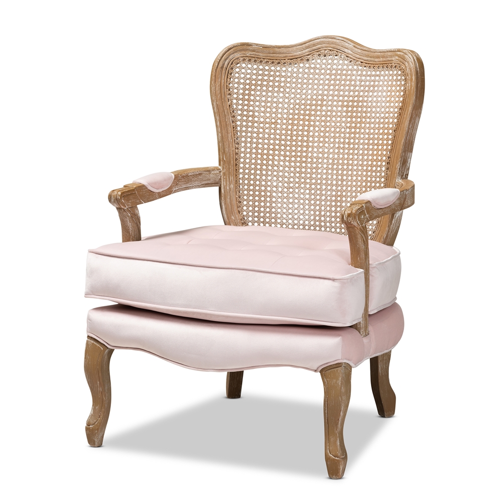 Dense Padded Bright Pink Velvet Accent Chair