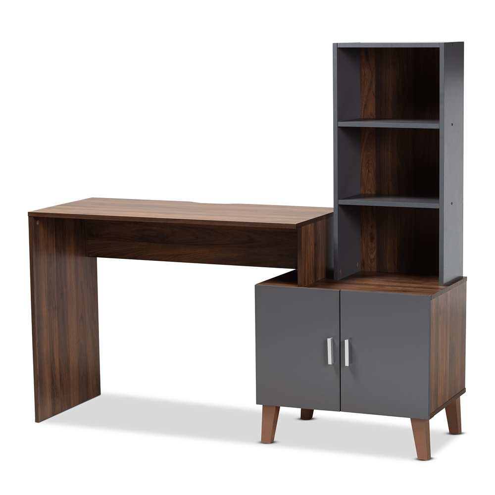 Fella Mid - Century Modern 2 - Drawer Wood Study Desk - Brown - Baxton  Studio