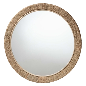 bali & pari Geralyn Japandi Natural Seagrass Round Wall Mirror