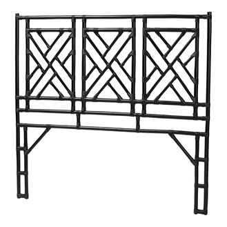 bali & pari Karavo Bohemian Black Natural Rattan Queen Size Standalone Headboard