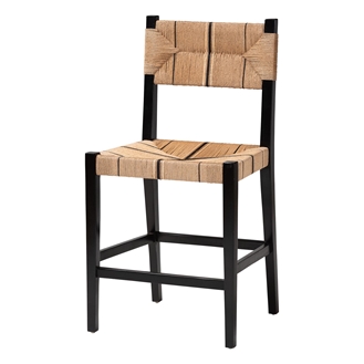 bali & pari Prita Bohemian Paper Loom and Black Mahogany Wood Counter Stool